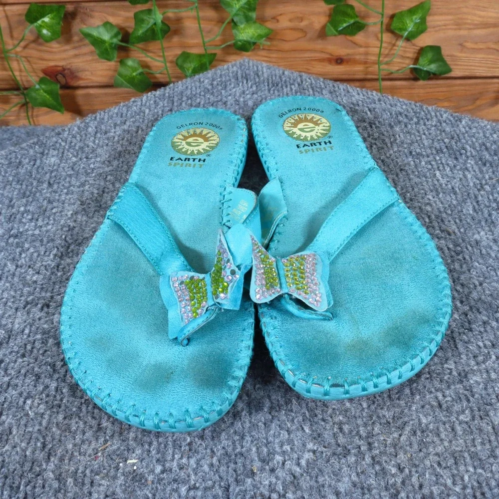 Earth Spirit Desha Women Sandal 5 Casual Comfort Butterfly Turquoise Leather‎